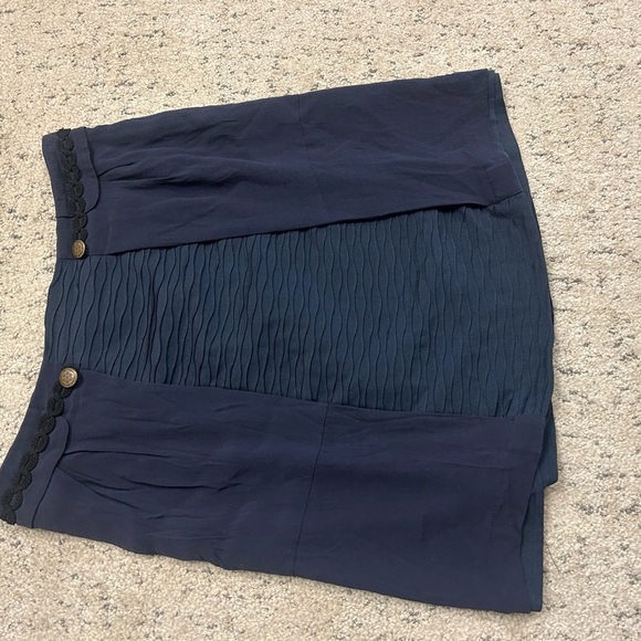 “Girls from Savoy” 10 (Anthropologie) Navy Blue Skirt with gold button nautical - Picture 15 of 16